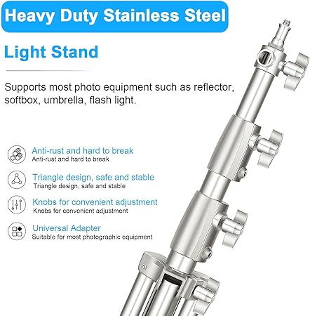 Stainless Steel Light Stand 280cm Heavy Duty Photo Studio Light Stand Stainless Steel Light Stand 280cm Heavy Duty Photo Studio Light Stand